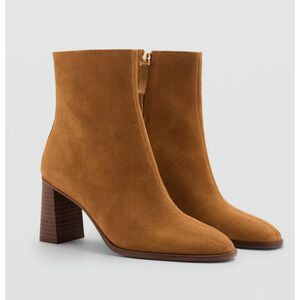 NEW MANGO MNG MEDIUM BROWN HEEL SUEDE ANKLE BOOTS BOOTIE 36 US 6